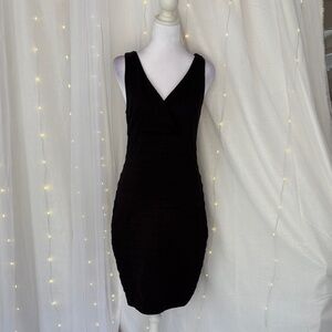 Express Black V-Neck Sleeveless Bodycon Mini Dress
